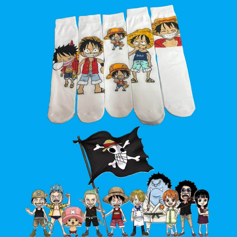 

1/5 пар цельных носков до колена с изображением Луффи и Чоппера, аниме, косплей, унисекс