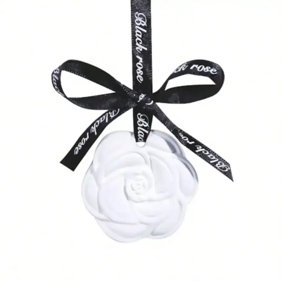 1PC Car Hanging Air Freshener, Beautiful White Flower Aroma Perfume, Car Styling Air Purifier, Vehicle Interior Decoration Ornament