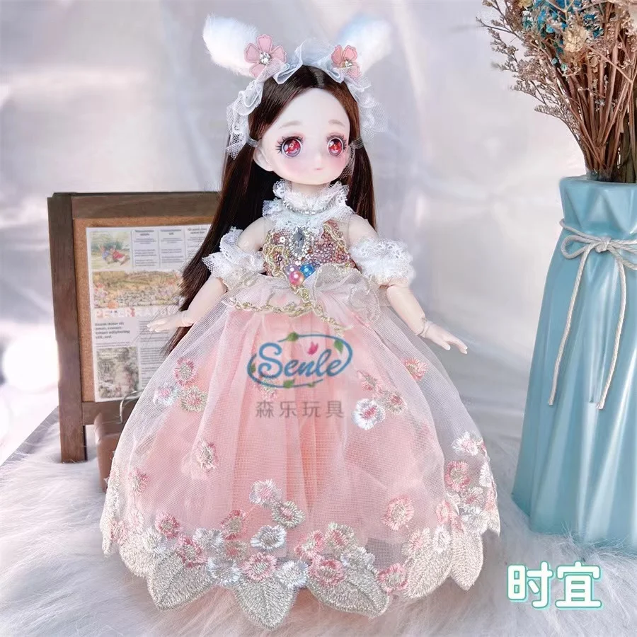 

1/6 Kawaii Doll 30cm Cute Blyth Doll Joint Body Fashion BJD Dolls Toys with Dress Shoes Wig Make Up Gifts for Girl pullip