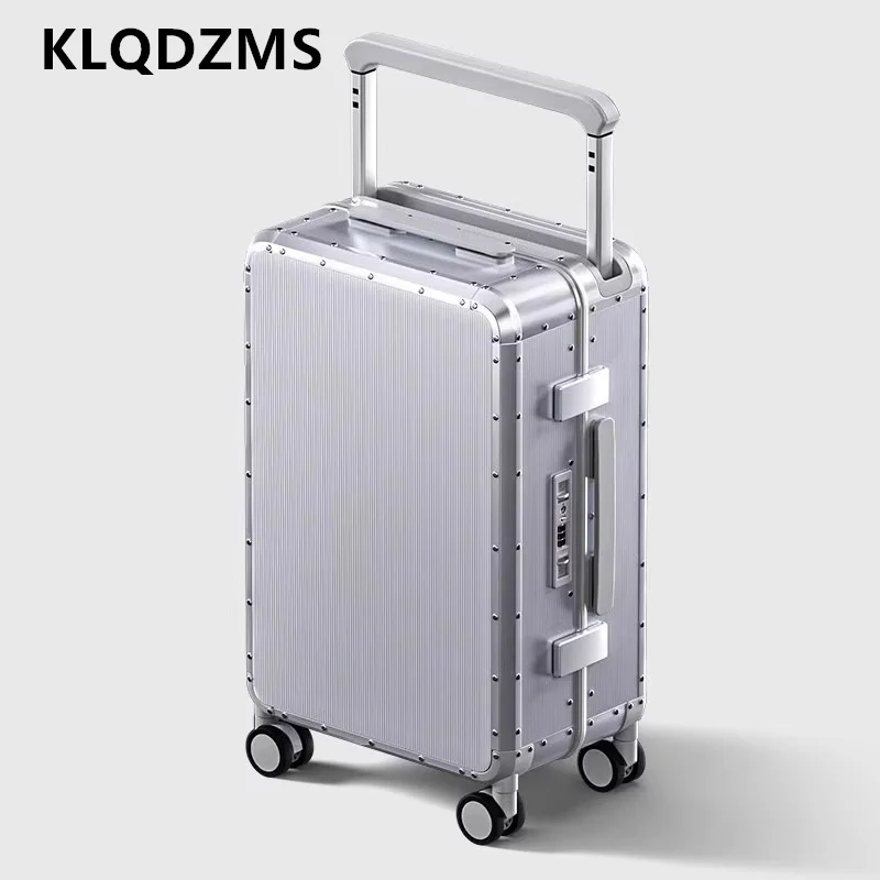 KLQDZMS Suitcase All Aluminum Magnesium Alloy Boarding Box Men's Business Trolley Case 20