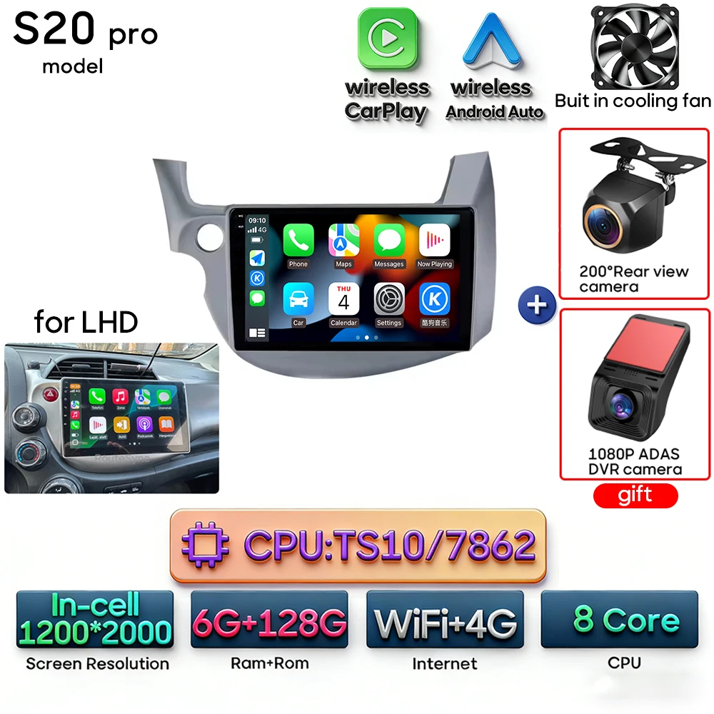 Android 16 For Honda Jazz 2 GG 2008 - 2014 Fit 2 GE GP GE 2007 - 2014 Car Radio Multimedia Video Player GPS Navigation CarPlay image 3