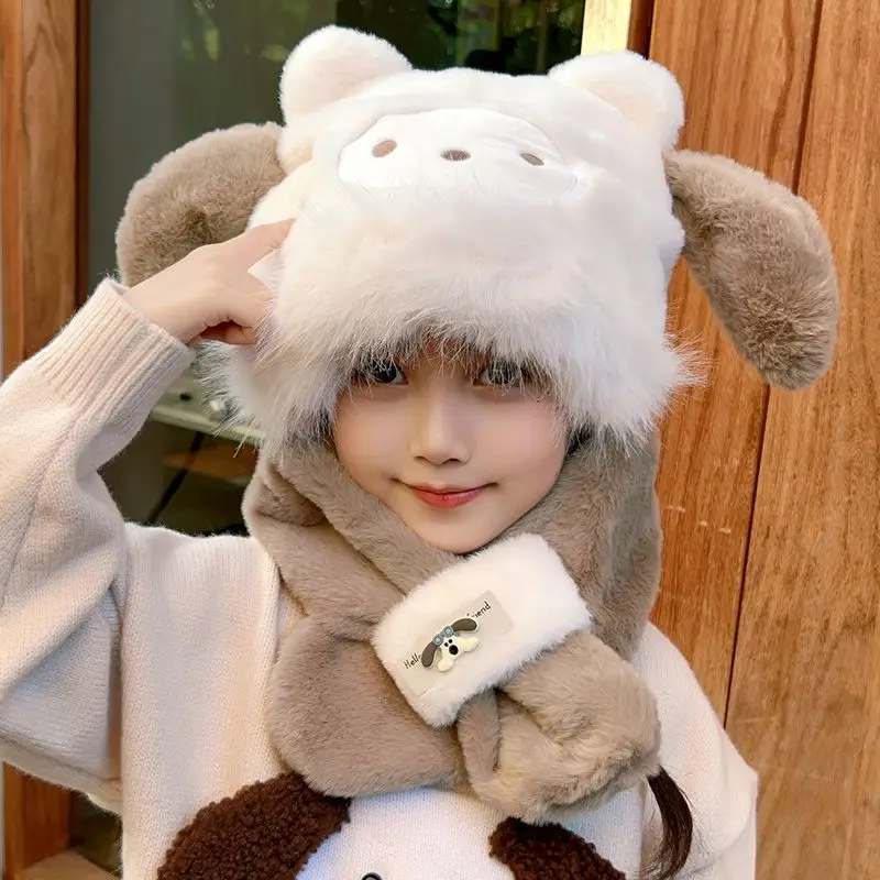 Kawaii Kulomi ma mélodie cannelle Pochacco Sanrio étudiant mignon dessin animé en peluche chapeau chaud enfants écharpe extérieure chapeau cadeau pour les enfants