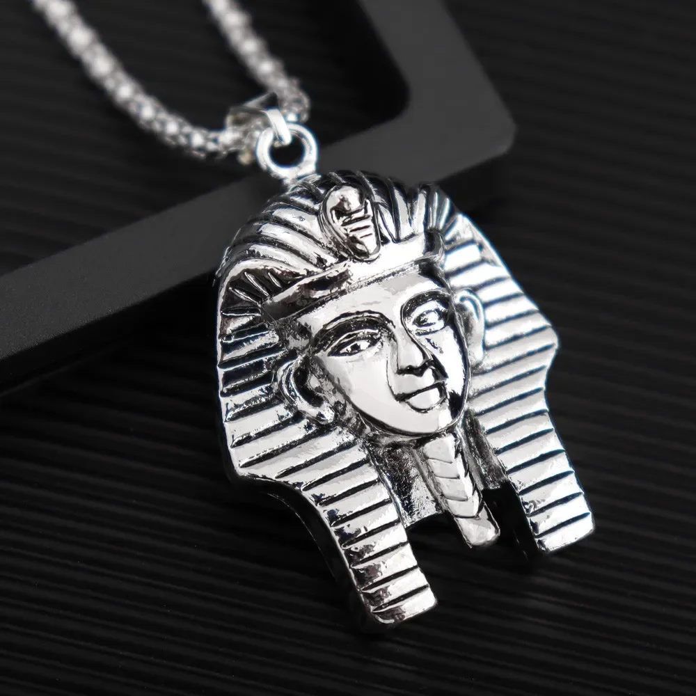 

Egyptian Pharaoh Tutankhamun Sculpture Retro Men Alloy Pendant Necklace Hip Hop Rapper Pendants Personality Neck Chain Jewelry