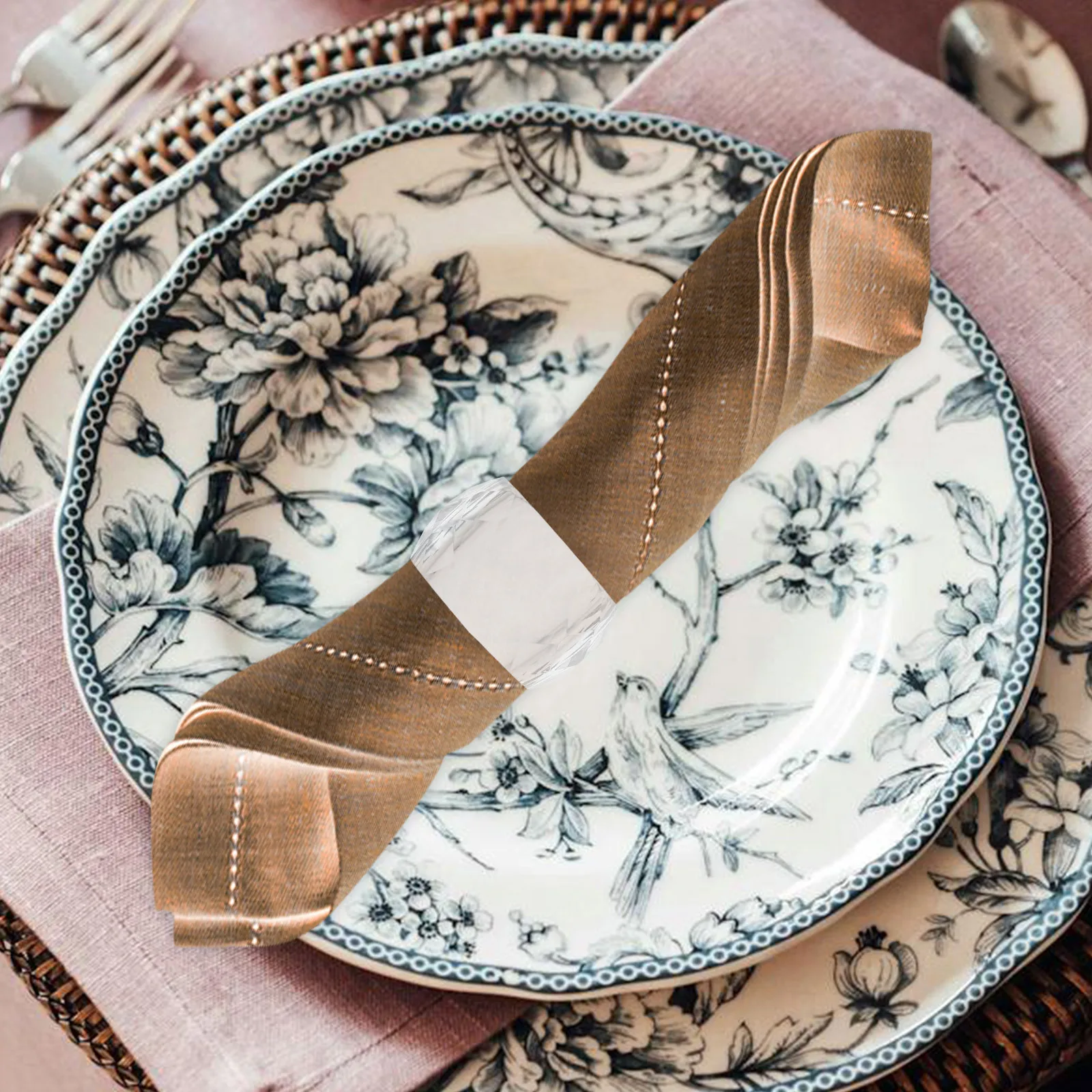 

2pcs Clear Crystal Napkin Rings For Weddings Parties Holiday Dining Events Transparent Table Decor Serviette Clasp Holder Set