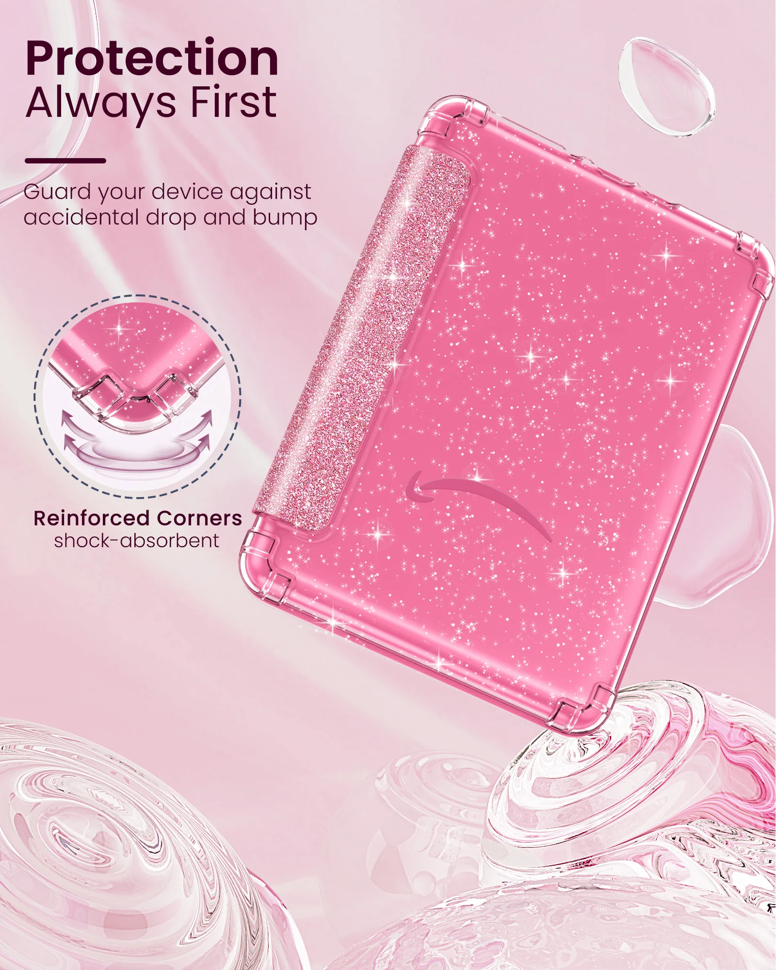 Etui z błyszczącego TPU na Kindle Paperwhite 12. generacji 2024, 7 cali, cienkie, przezroczyste, miękkie, elastyczne, ochronne, z funkcją automatycznego budzenia/usypiania. — zdjęcie produktu 6