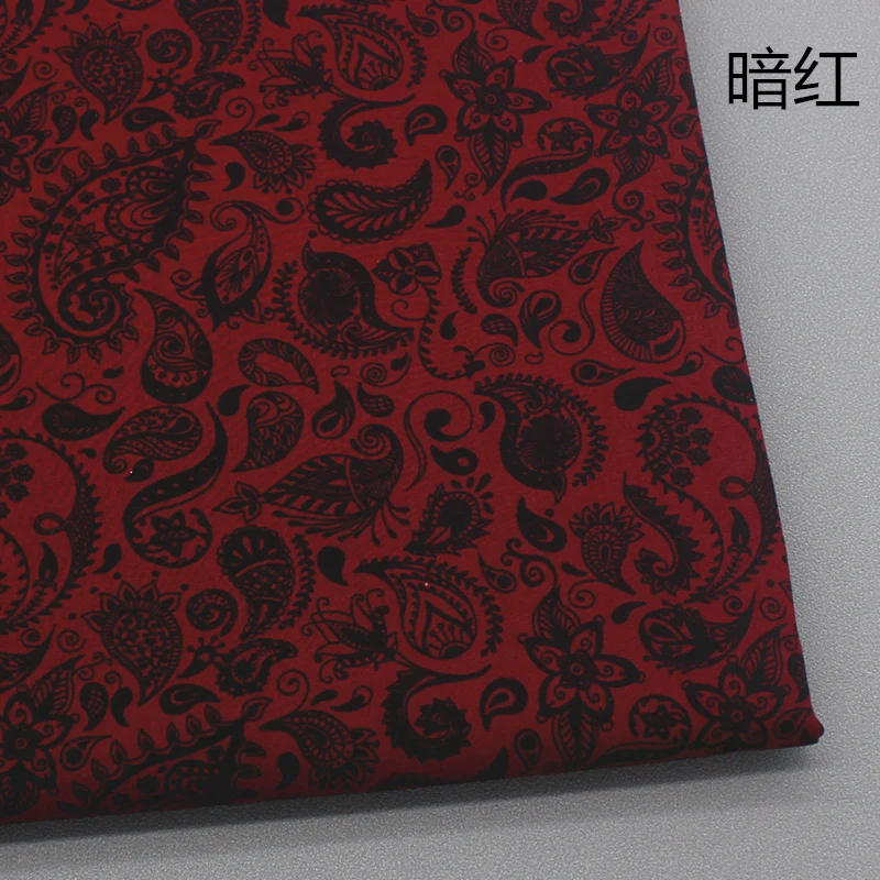 145x50cm Black and White Cashew Printed Cloth Sewing Fabric,  Phoenix Tail Ethnic Style  Colorful  Pure Cotton