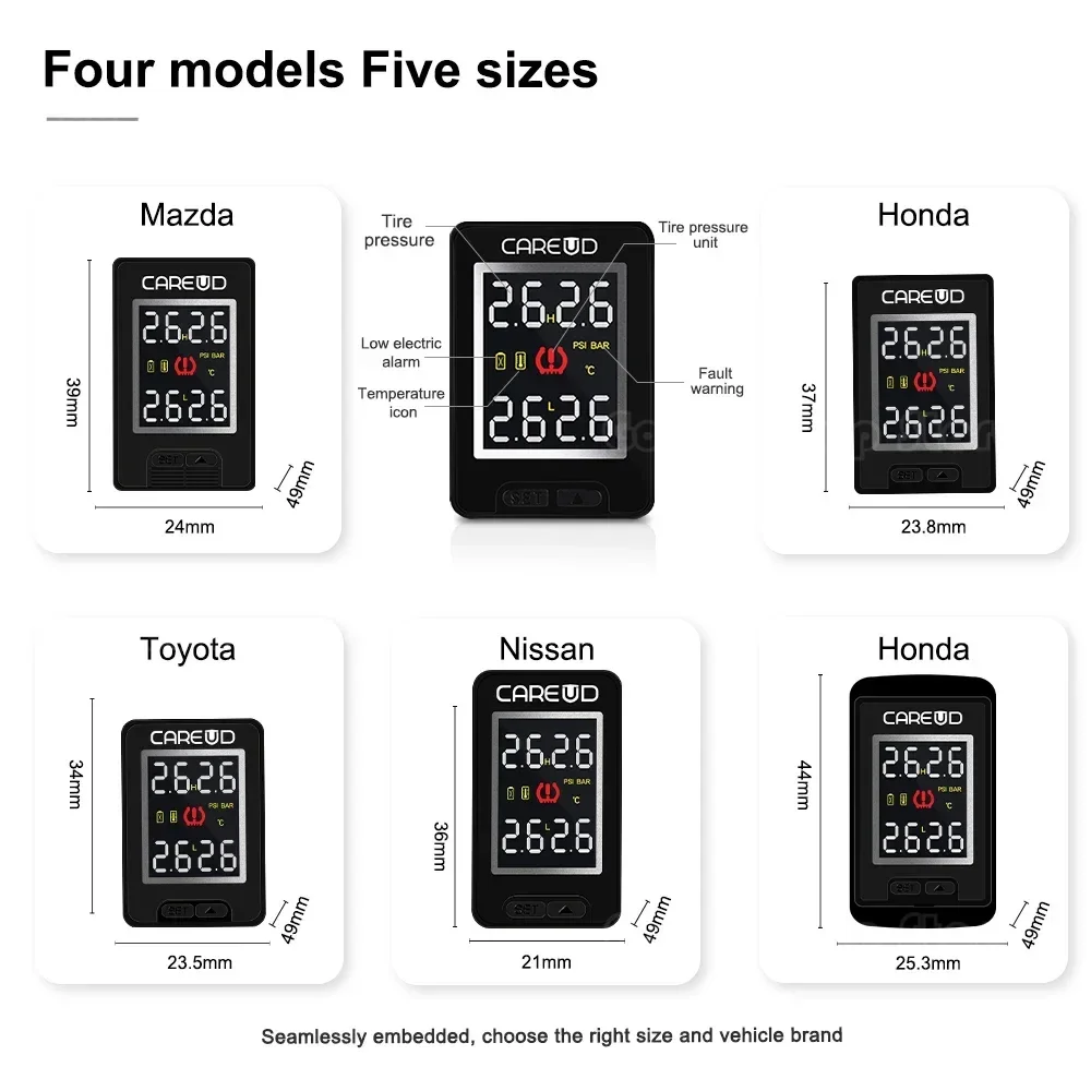 U912 Monitor per pneumatici Sensori per pneumatici per auto TPMS interno