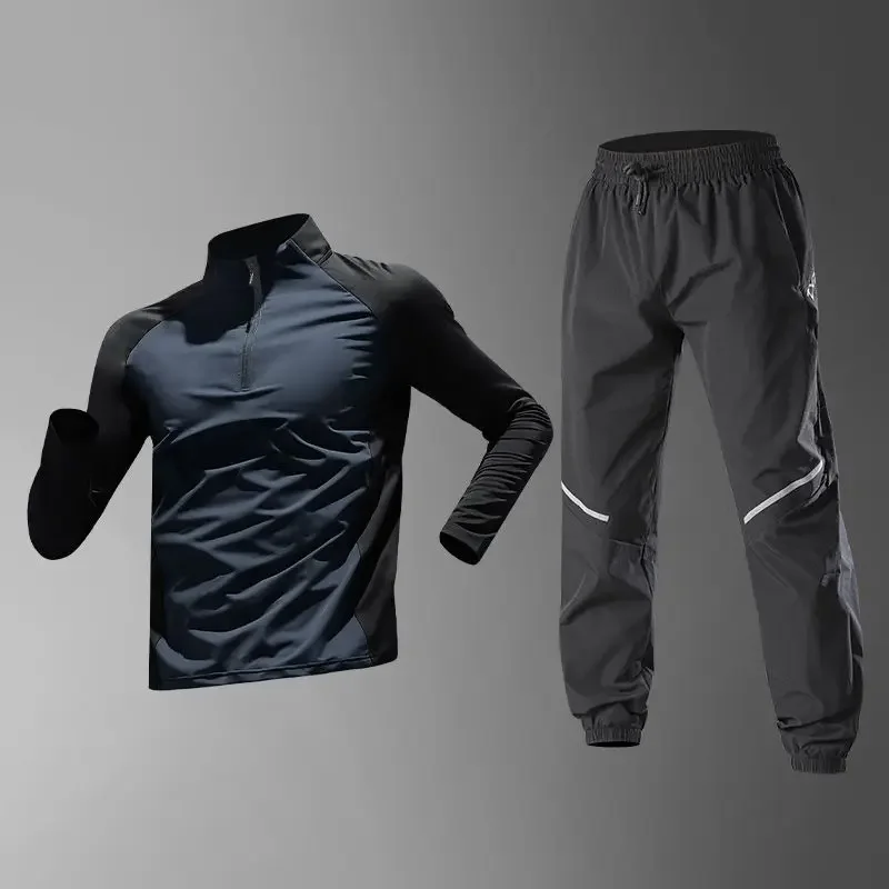 Men's Autumn Running Set: Long - Sleeve Quick - Dry Shirts & Fitness Training Long Pants for Morning Runs
