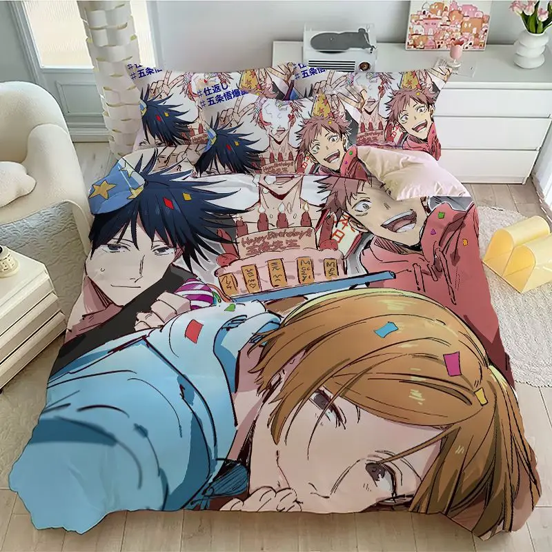 New anime spell return anime cartoon bed four-piece set student children's bedroom dormitory single bed three-piece gift set