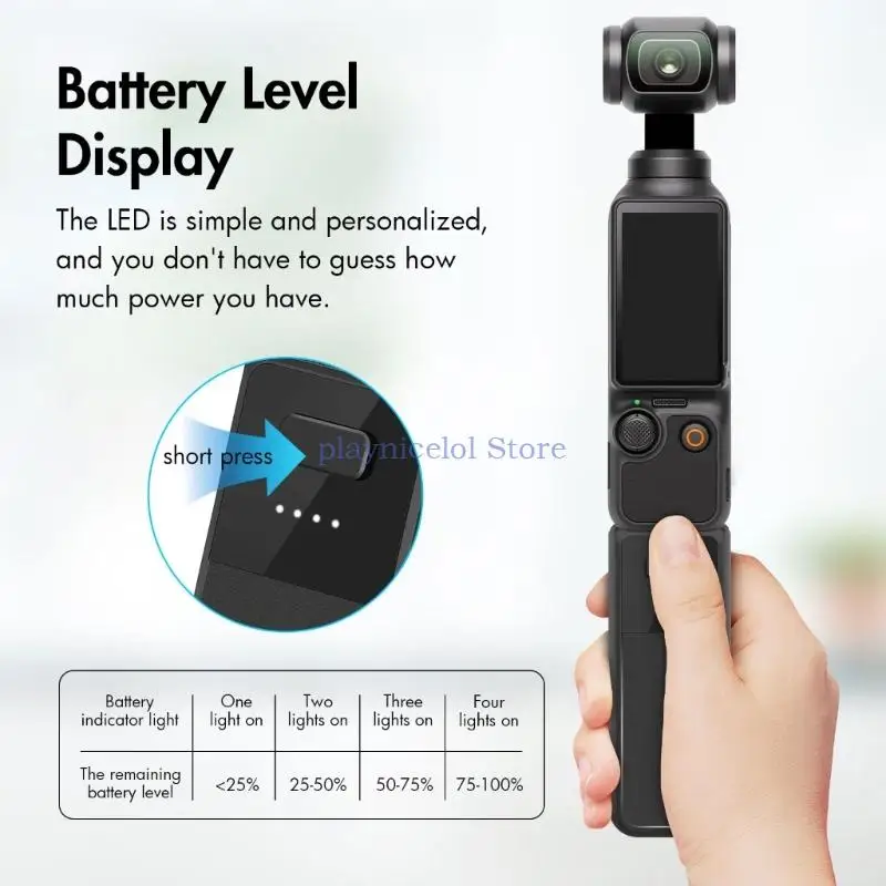 Battery Handle For DJI Osmo Pocket 3, with 2800mAh Battery Fast Charging, Battery Grip Supports External Tripod