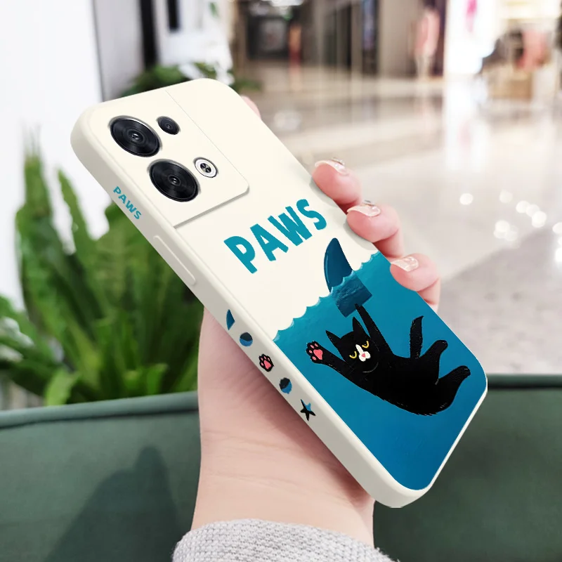 Roaming Cat Phone Case For OPPO Reno 12 11 12F 11F 10 8 8T 8Z 7 7Z 6 5 Pro 4G 5G Pro Plus Liquid Silicone Cover