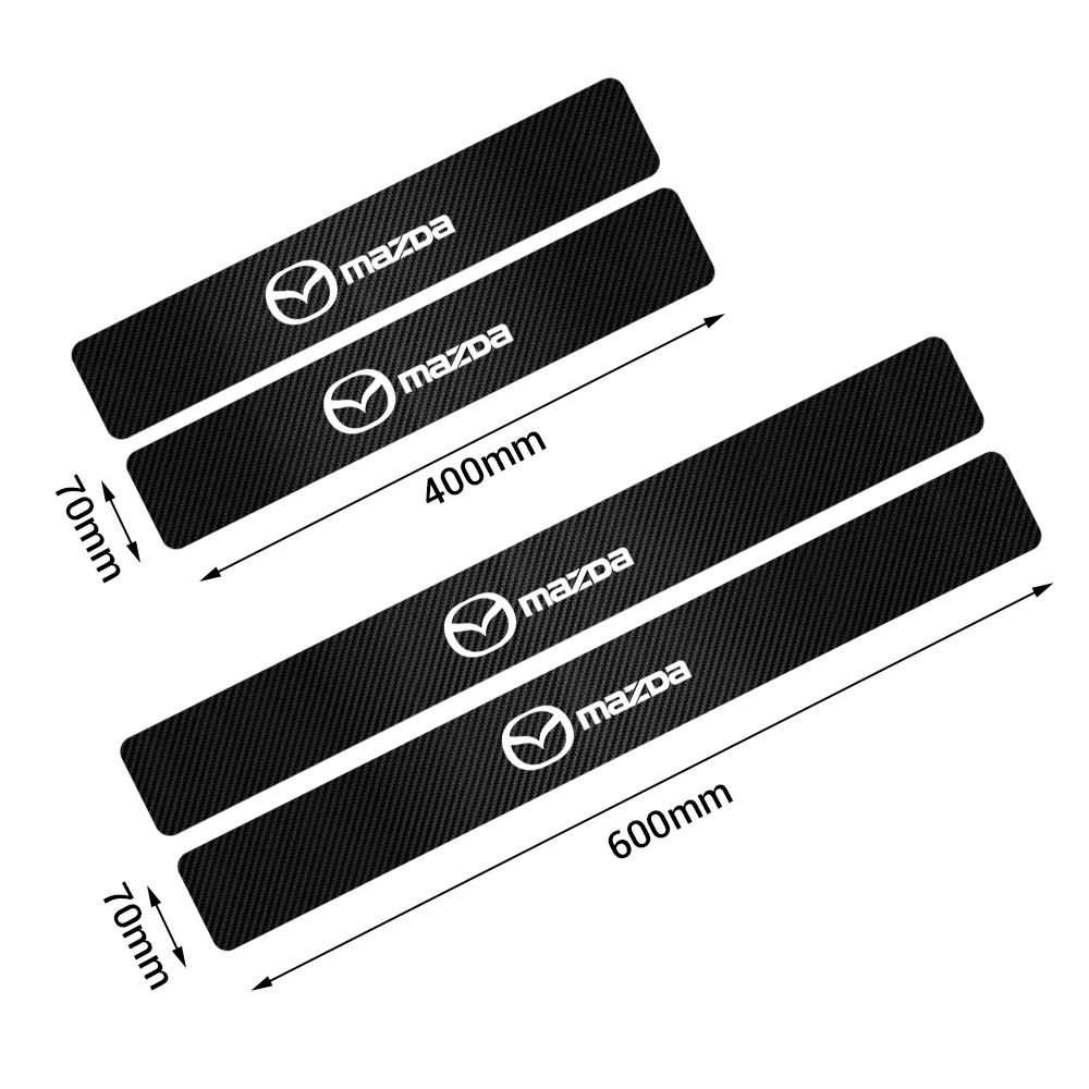 4Pc Car Door Sill Protection Sticker Anti-scratch Carbon Fiber Door Sill Sticker For Mazda 2 3 5 Axela CX-5 CX-3 Atenza Demio MS