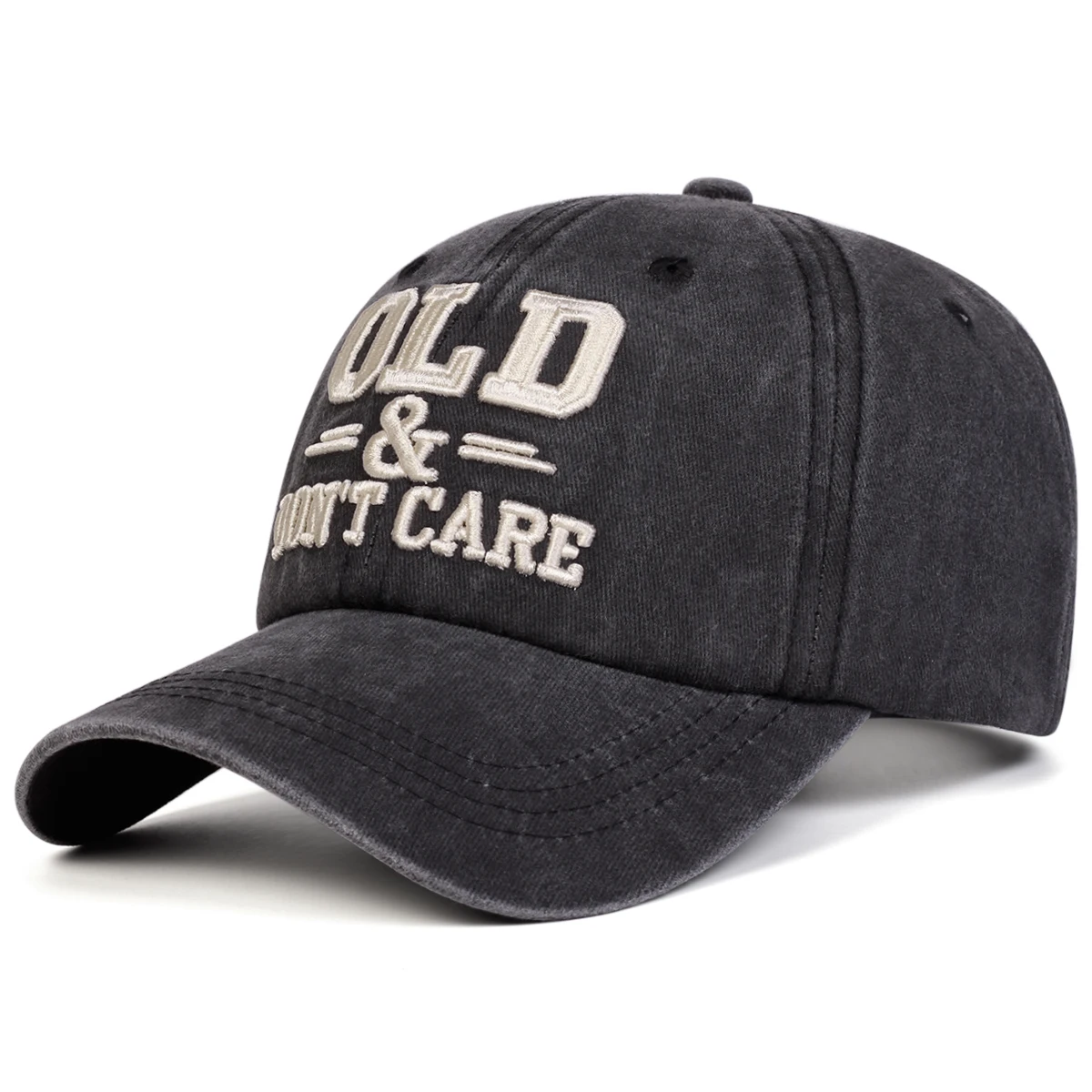 Unisex OLD & DON'T CARE Baseballkappen mit Buchstabenstickerei, Frühling und Herbst, für den Außenbereich, verstellbare Freizeithüte, Sonnenschutzhut, Sportkappe