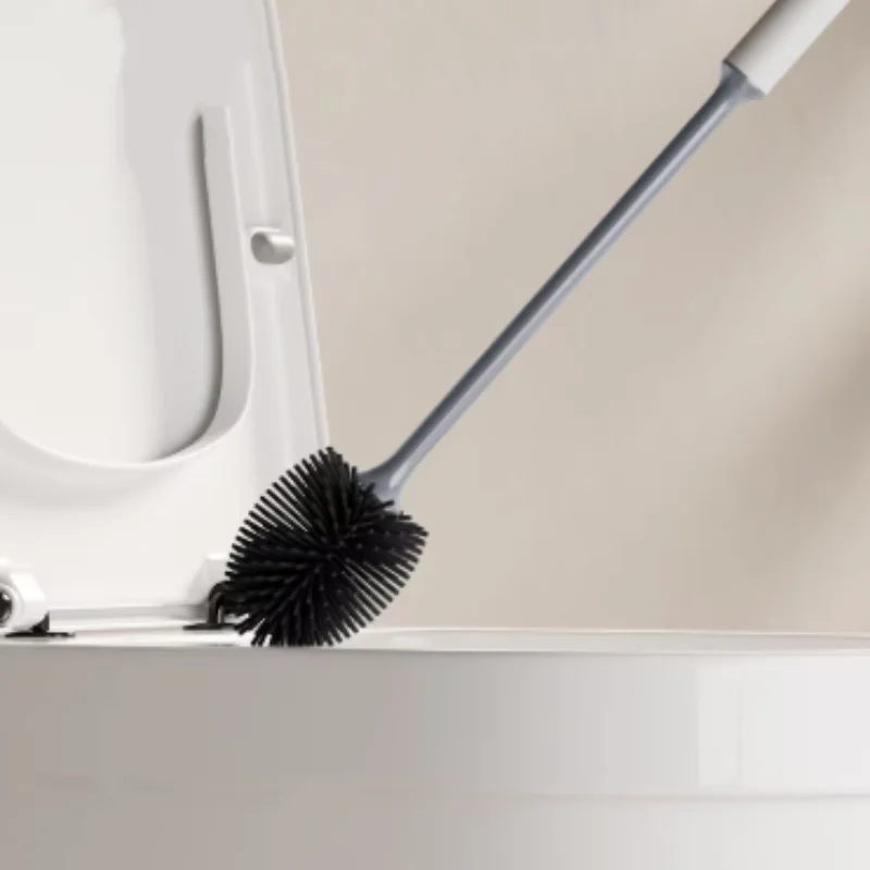 

1Set Silicone Head Toilet Brush with Quick Draining Feature Wall-Mount Or Floor-Standing Design Bathroom Cleaning Tool Accessory