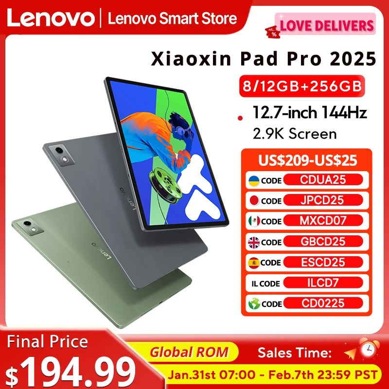 Lenovo Xiaoxin Pad Pro 2025 12.7 inch Tablet Original Global ROM Dimensity 8300 2.9K 144Hz Display  Android 14 10200mAh Pad PC