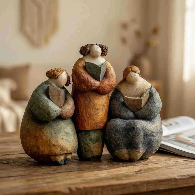 Middle Aged Chubby Woman Figure Sculpture Decoration Living Room TV Cabinet Homestay Niche High‑End Decoration Resin Crafts