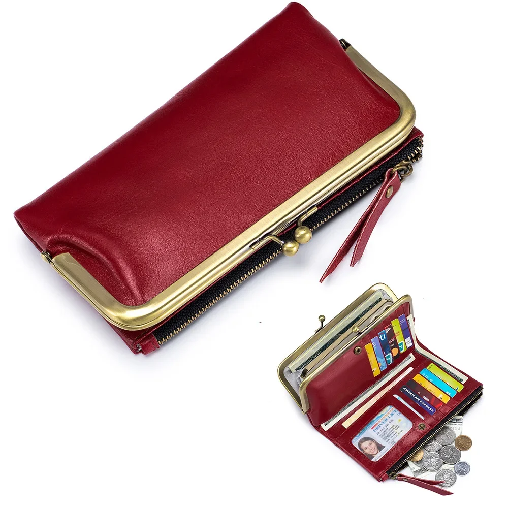 

Long Ladies Leather Wallet 2025 New Genuine Leather Women Wallet Credit Card Holder Purse First Layer Cowhide Clutch Bag