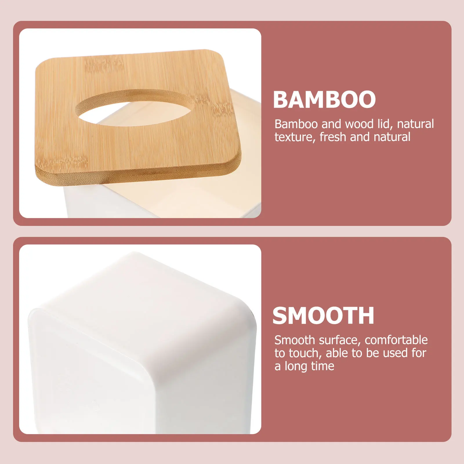 

2Pcs Plastic Tissue Box Square Paper Holder with Wooden Lid for Home Office Kitchen Bathroom Tissues Box Holder