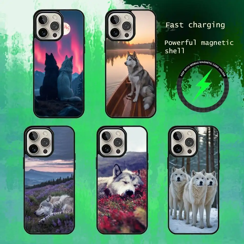 

Friendly Wolf Phone Case For iPhone17,16,15,14,13 Plus,Pro Max Magnetic For Magsafe Wireless Charging