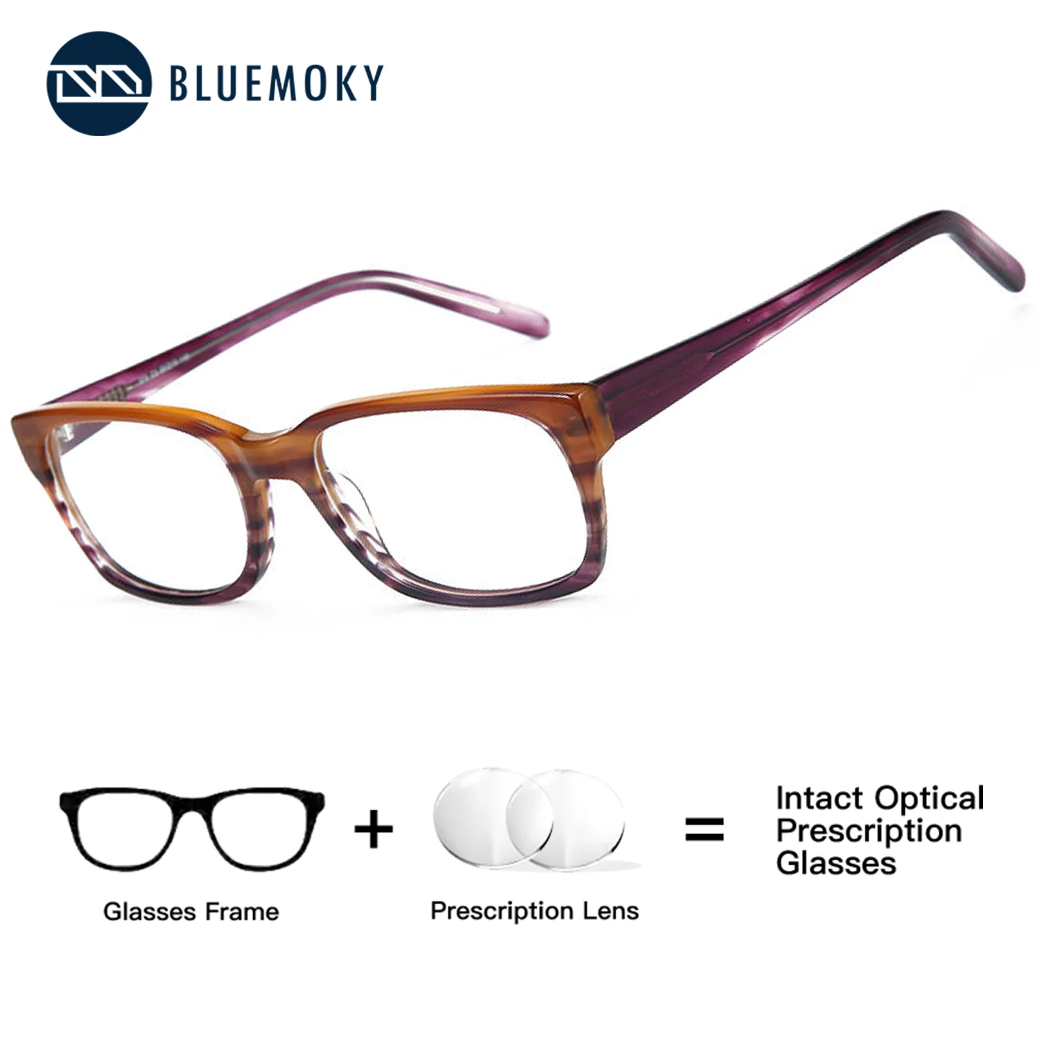 

Женские квадратные очки BLUEMOKY с ацетатной оправой, блокирующие синий свет, с фотохромными линзами для коррекции близорукости и чтения