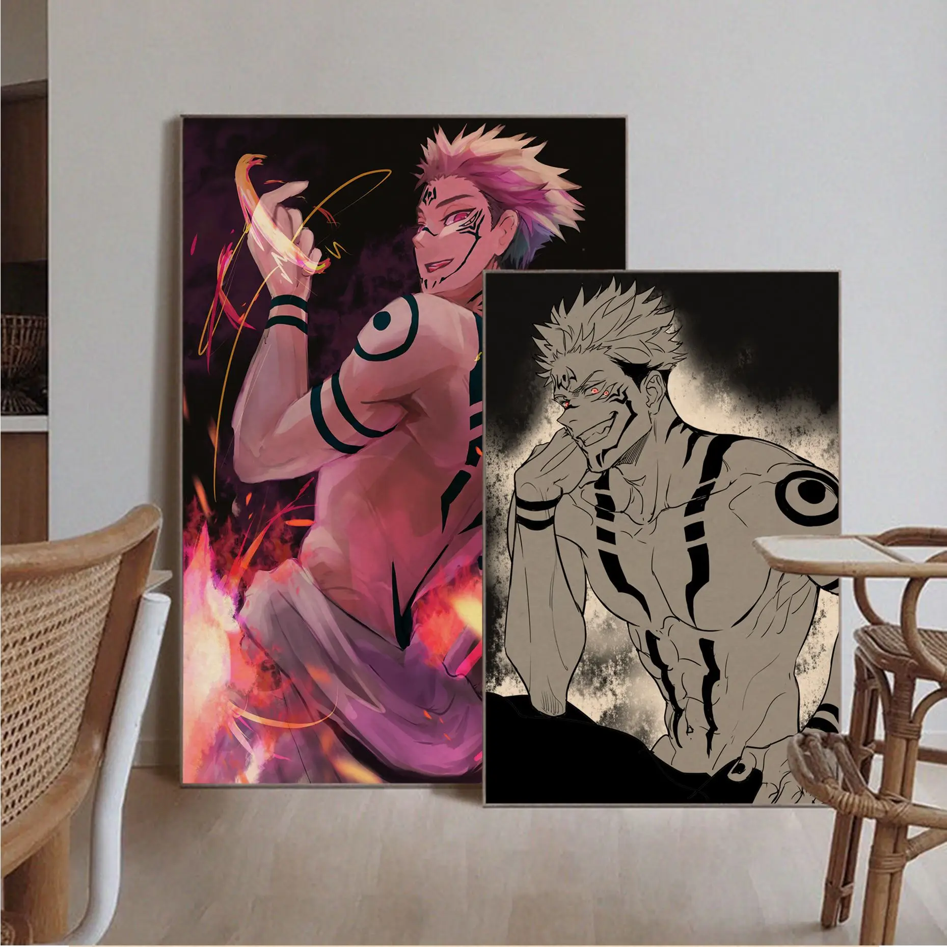 Japan Anime Jujutsu Kaisen Ryomen Sukuna DIY poster Kraft Paper Vintage Poster Wall Art Painting Study Posters Wall Stickers