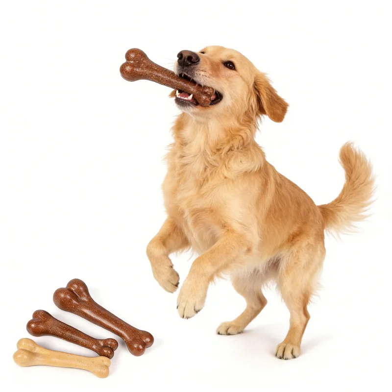Hundekauknochen-Spielzeug, nahezu unzerstörbar, natürlich, ungiftig, bissfest, Welpenspielzeug für kleine, mittelgroße und große Hunde, Haustier-Kauspielzeug – Detail 4