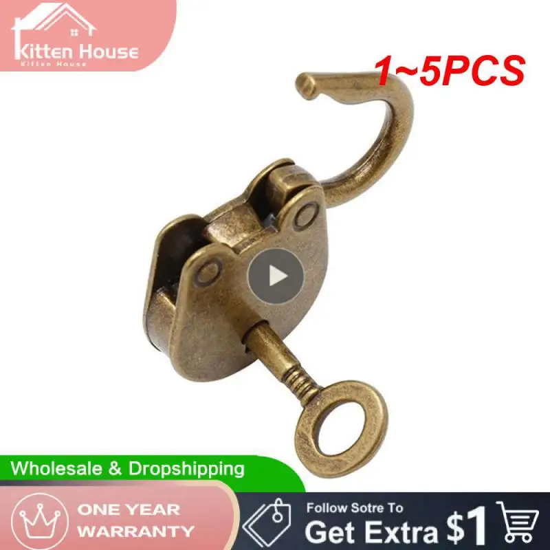 1~5PCS Bronze Vintage Old Antique Style Mini Archaize Padlocks Key Lock With Key Lock Home Usage Hardware Decoration