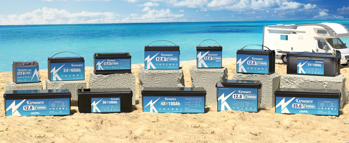 KEPWORTH 12V 135Ah LiFePO4 Batterie Smart, 100A BMS, Perfekter Ersatz für Blei-Säure-Batterien für Wohnwagen, Camping, Boote – Detail 2