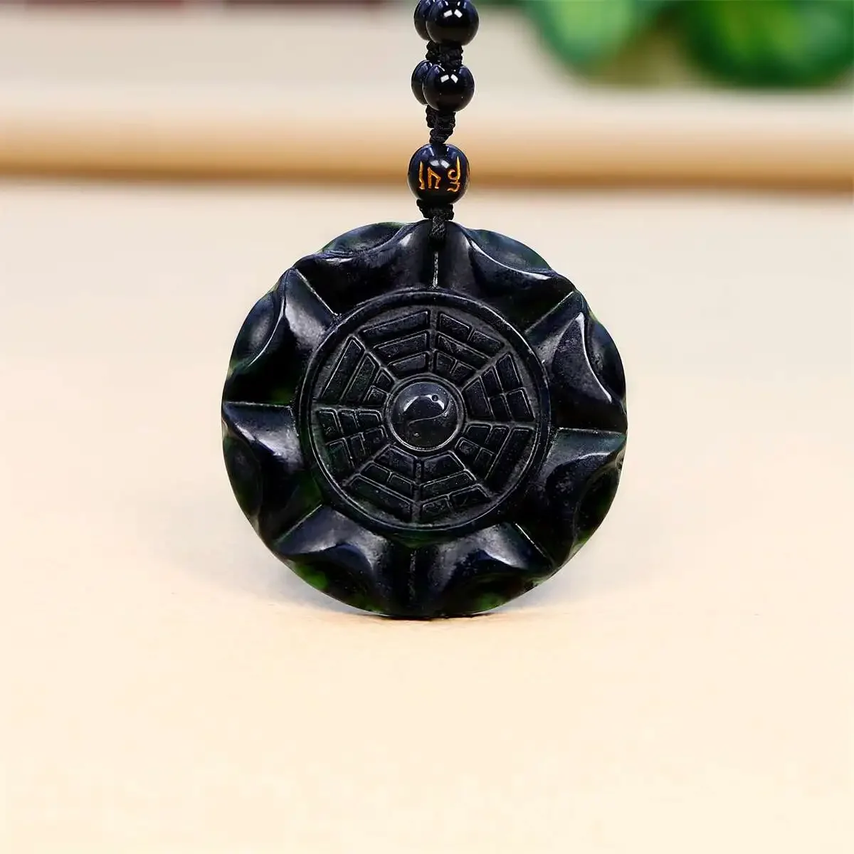 

Jade Tai Chi Pendant Necklace Charm Black Gift Natural Talismans Designer Stone Amulets Gemstones Man Chinese Jewelry