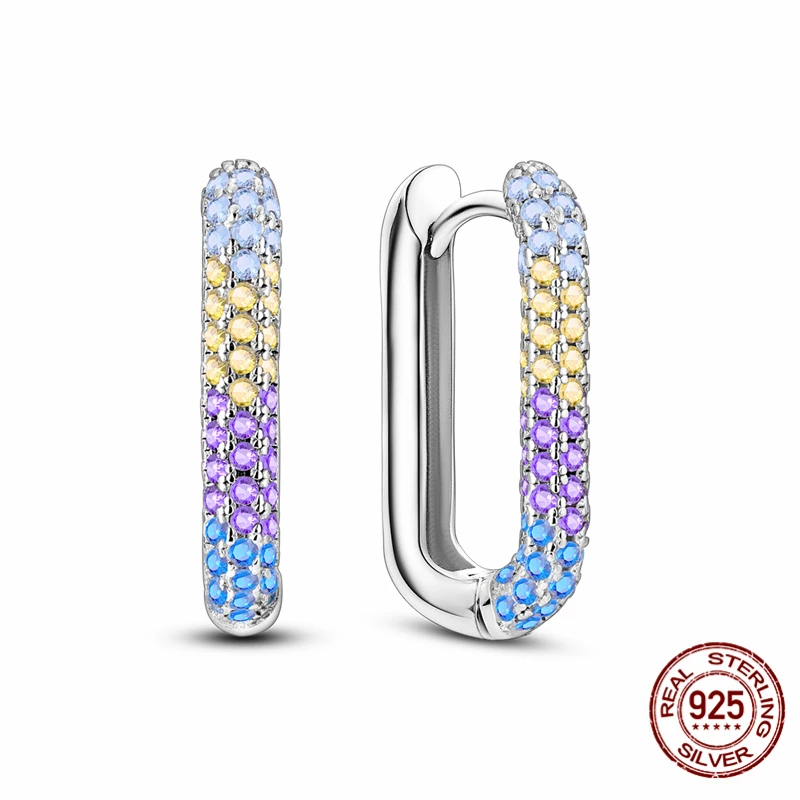 

Charms Dazzling pavé U-shaped Feathers Earrings 925 Silver Hypoallergenic Fine Jewelry DIY Inlaid with Zircon Elegant Luxury