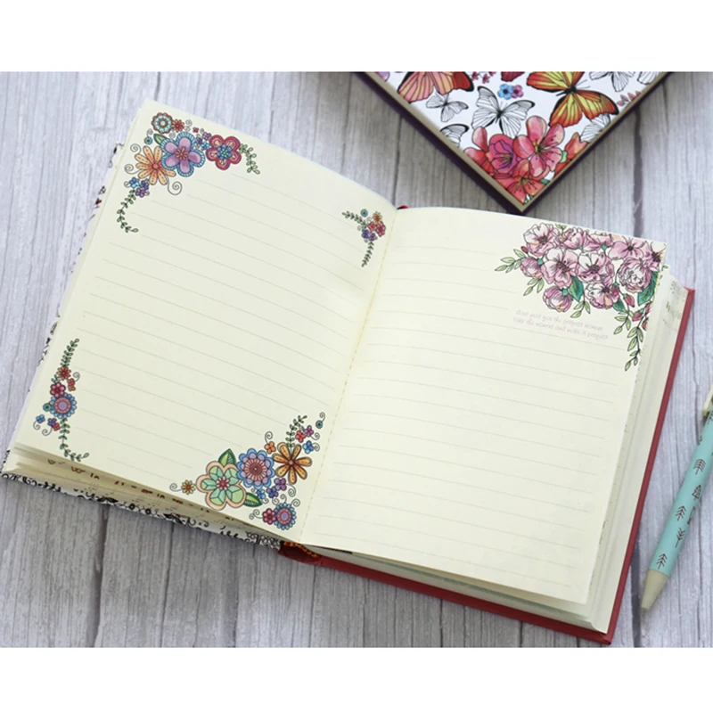 Hardcover Thick Notebook Coloring Illustrated 148 Sheets Coloring Illustrated  Beautiful Butterfly Diary Student Notepad ﻿