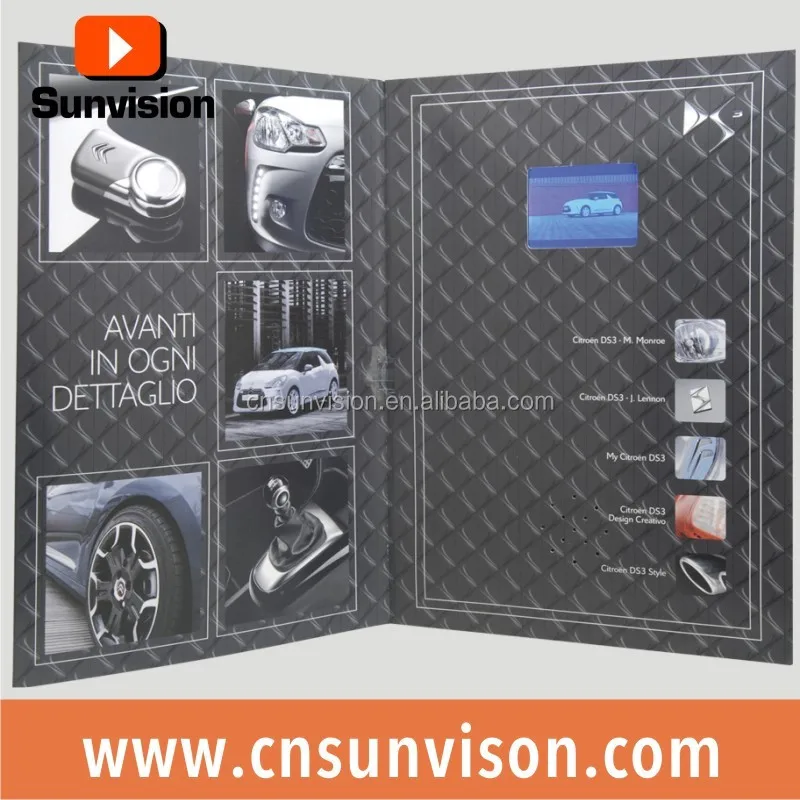 Kustom. Sunvision menerima pesanan khusus lipat kertas inci TFT LCD layar tampilan video brosur untuk iklan