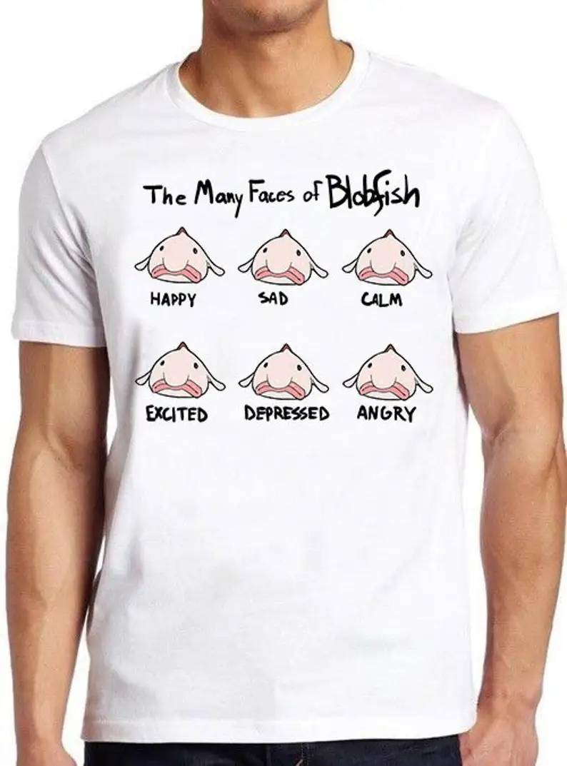 Many Faces Of Blobfish T Shirt Funny Cool Men Women Retro Cool Gift 2462