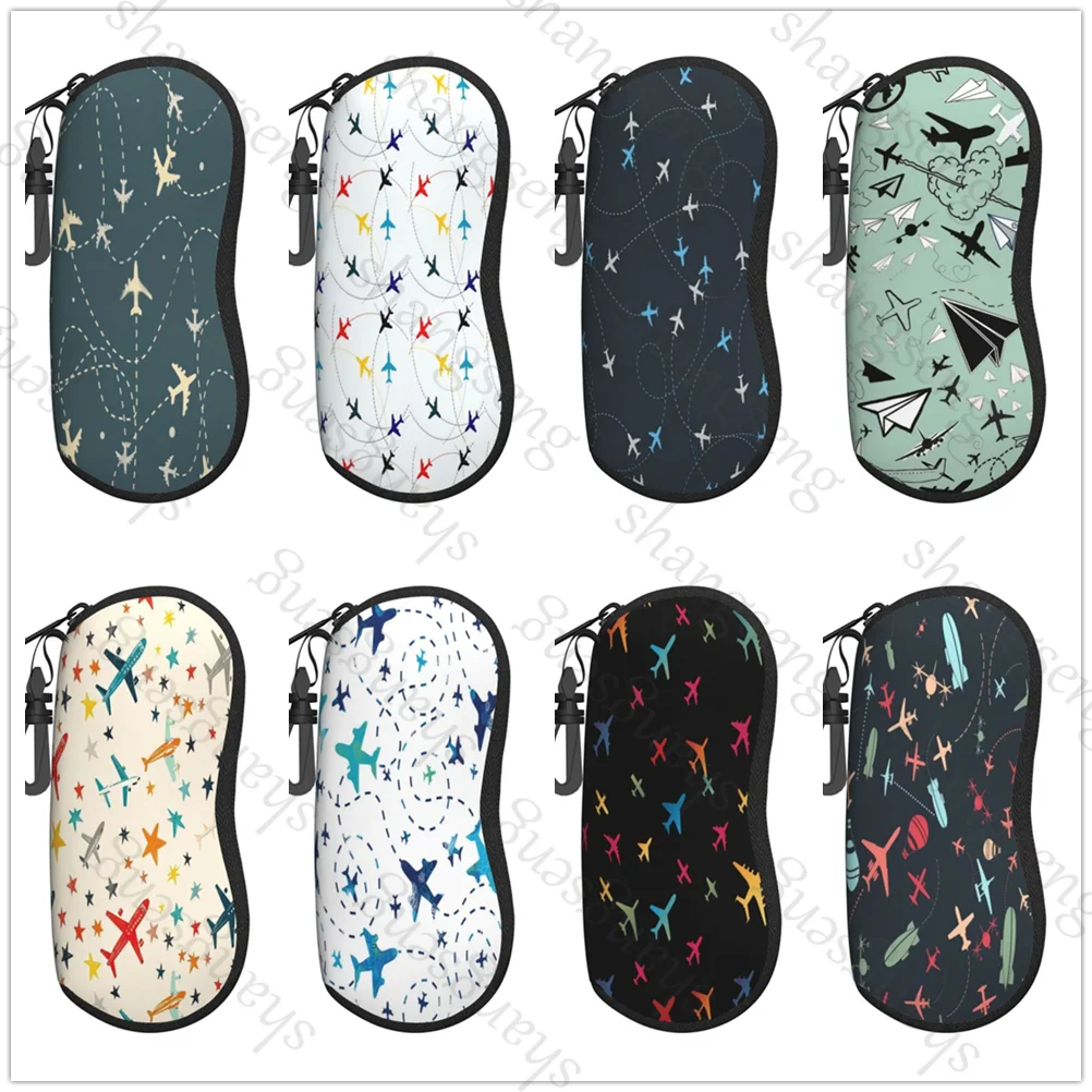 

Sky Plane Travel cartoon Printed pattern Glasses Case Portable zipper soft-shell is suitable for cosmetics storage Glasses case