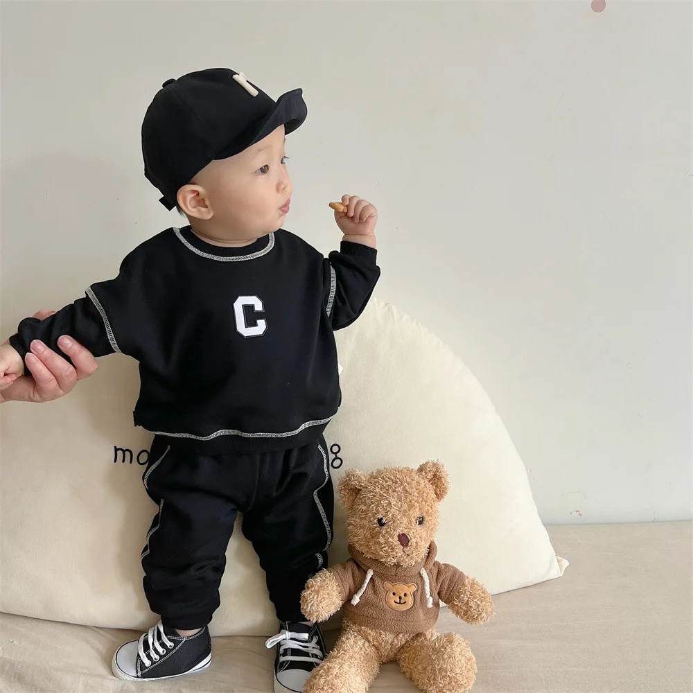 2023 New Baby Long Sleeve Clothes Set Children Casual Sweatshirt + Pants 2pcs Suit Fashion Letter Print Cotton Pullover Outfits