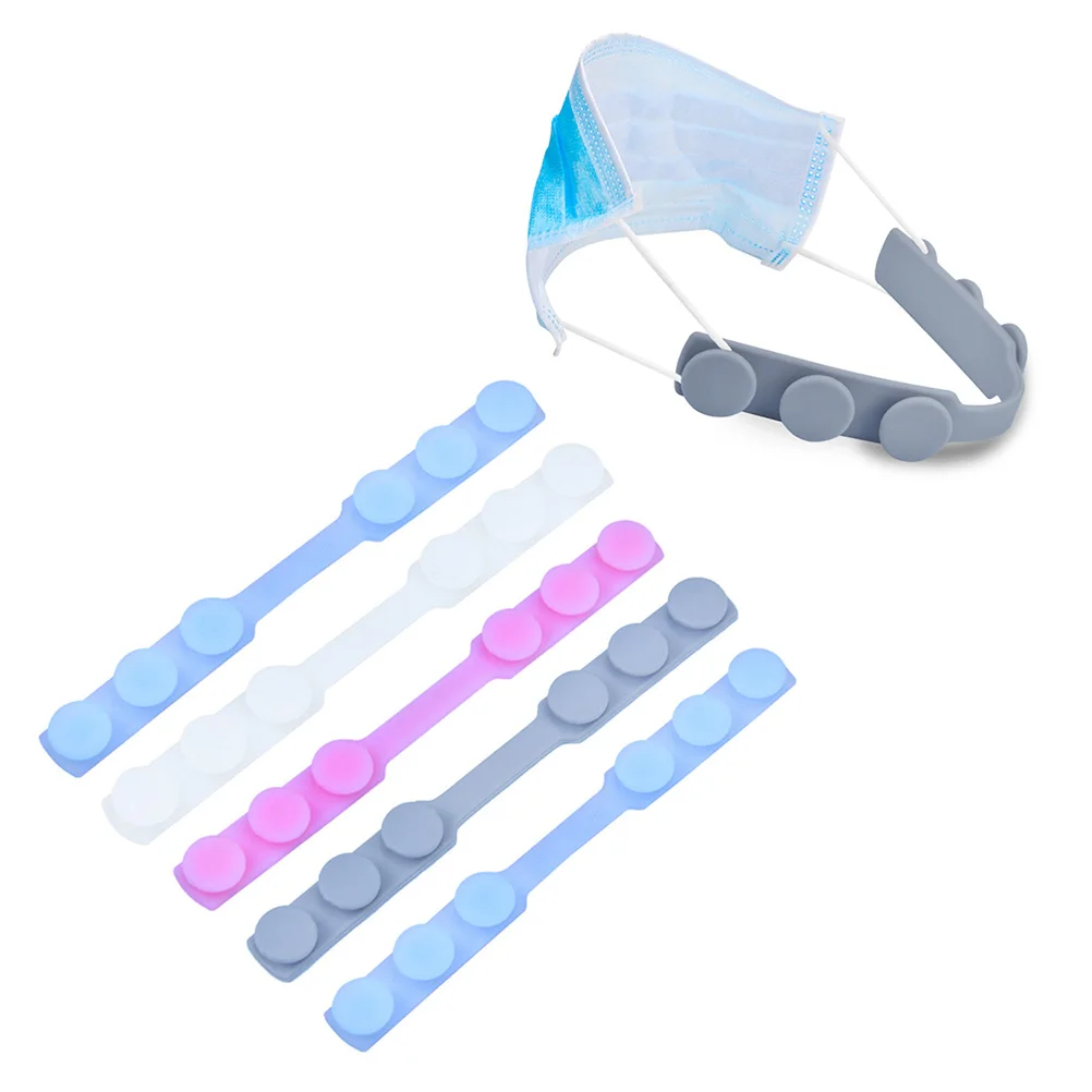 8 قطع قناع تمديد بإبزيم قابل للتعديل، واقي أذن غير قابل للانزلاق، مادة ممتازة قابلة لإعادة الاستخدام للنساء والرجال، أزرق وأبيض ووردي ورمادي #2