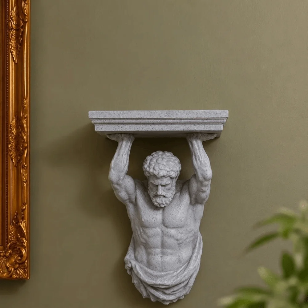 3D Printed Atlas Wall Shelf Plastic Decorative Atlas Statue Wall Bracket Wall Display Shelf Greek God Wall Mount Shelf