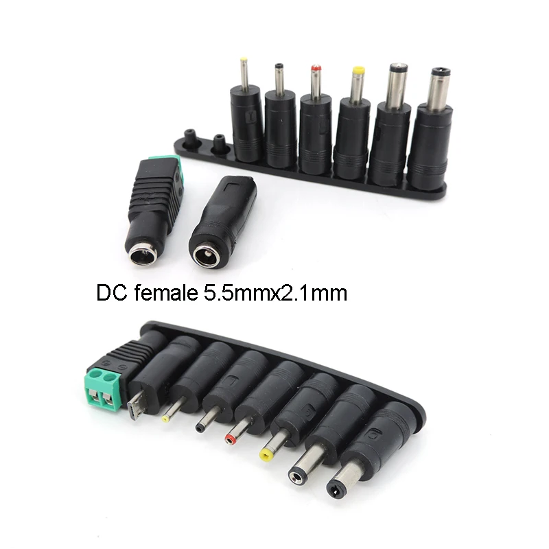 Universal 5.5mmx2.5mm 4.0x1.7 3.5x1.35mm 4.8x1.7mm DC male female terminal Power Adapter 8 Tips Connector for PC Laptop Plug A7