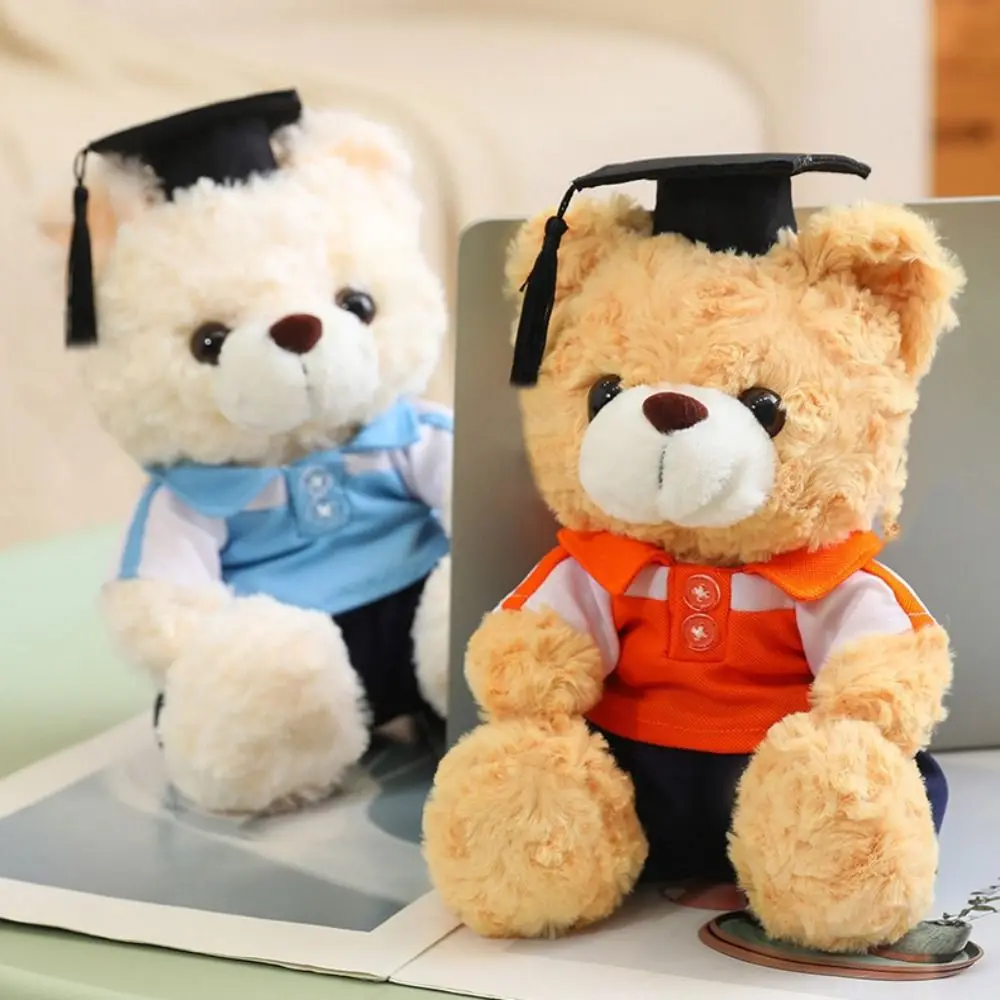لعبة محشوة قبعة الطبيب التخرج دمية دب الكرتون مع قبعة الطبيب البكالوريوس الدب ألعاب من نسيج مخملي 23 سنتيمتر يجلس