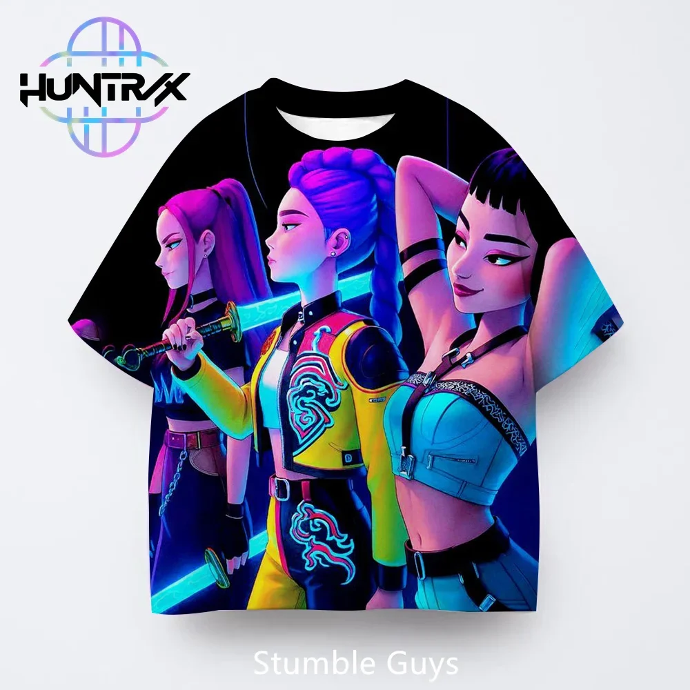 

T-Shirt Casual Fashion Kids Kpop Demon Hunters 3D Cartton Short Sleeve Summer Boys Girls Anime Clothes