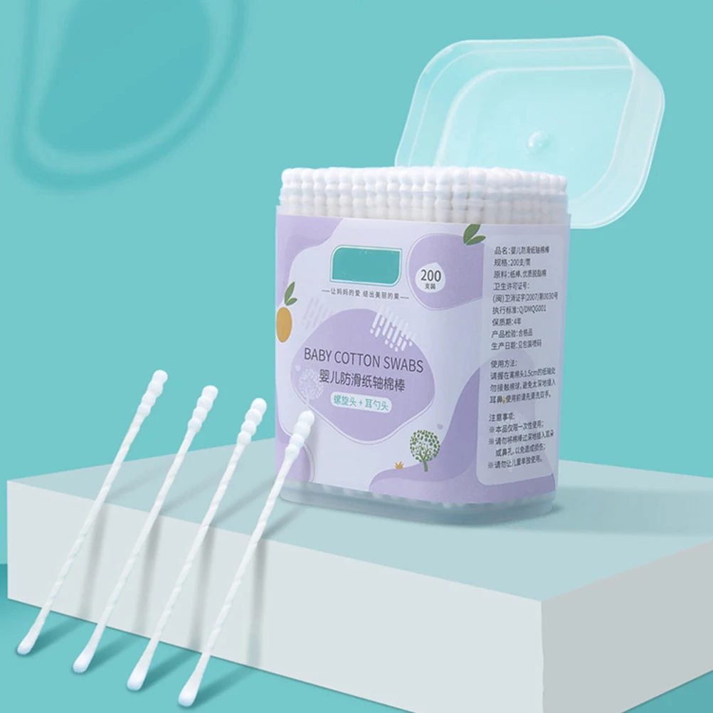 

2 Boxes Baby Cotton Swabs Newborn Ear Cleaning Double Tipped Disposable Swabs For Babies Infant Paper Handle Gentle Durable
