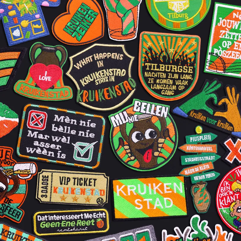 Kruikenstad emblema bordado remendos de ferro em remendos para roupas diy holanda carnaval remendo costura/ferro decorar emblemas