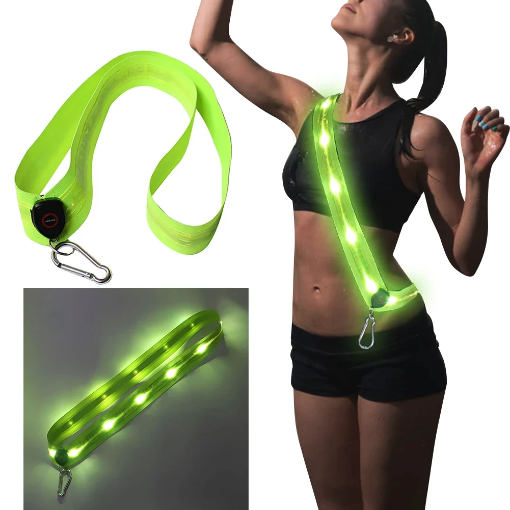 Reflective Straps Rechargeable Illuminated Shoulder Straps for Men Women Night Safety Outdoor Hiking Jogging Walking Light Gear