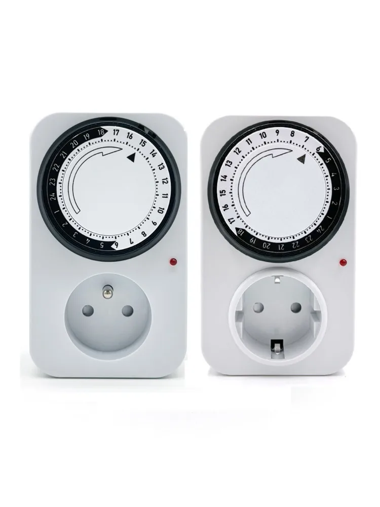 AliExpress Germany or France Plug Mechanical Timer Socket 24-Hour Cycle Automatic Switch Electrical Outlet Support 16A 3680W High-Power