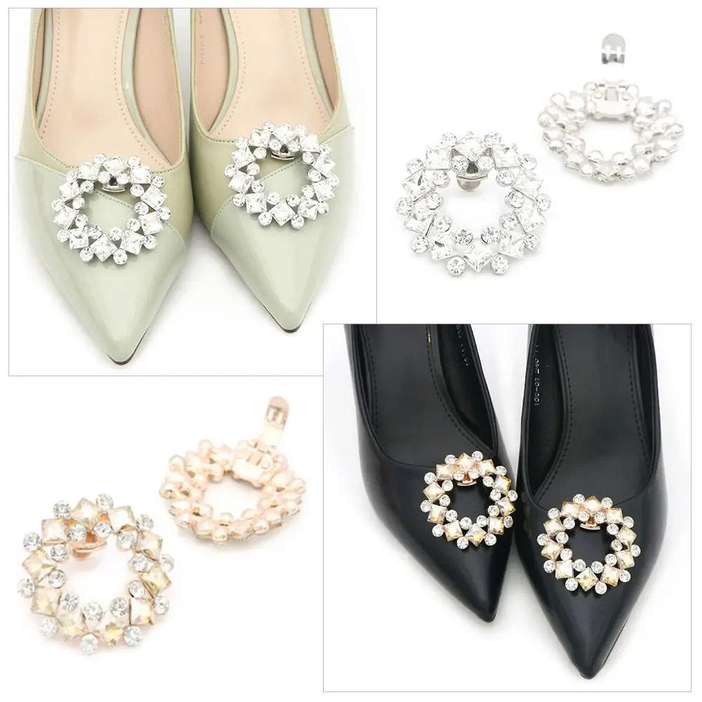 

1pcs Rhinestone Square Clamp Women Bride Charm Buckle Shoe Clip Shoe Decorations Shiny Decorative Clips
