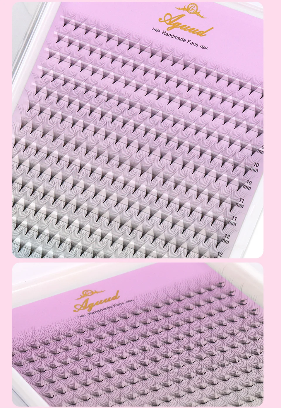 AGUUD 320 Vorgefertigte Volumen-Wimpernverlängerungen 3D-40D mit dünnem, spitzem Stiel, Russische Volumen-Wimpern für Make-up – Detail 9