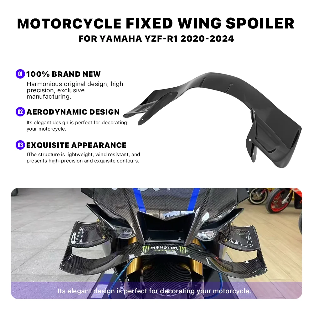 

Motorcycle fixed wing spoiler fairing For Yamaha YZF-R1 YZFR1 YZF R1 2020-2024 ABS siide wing side winglet aerodynamic aileron