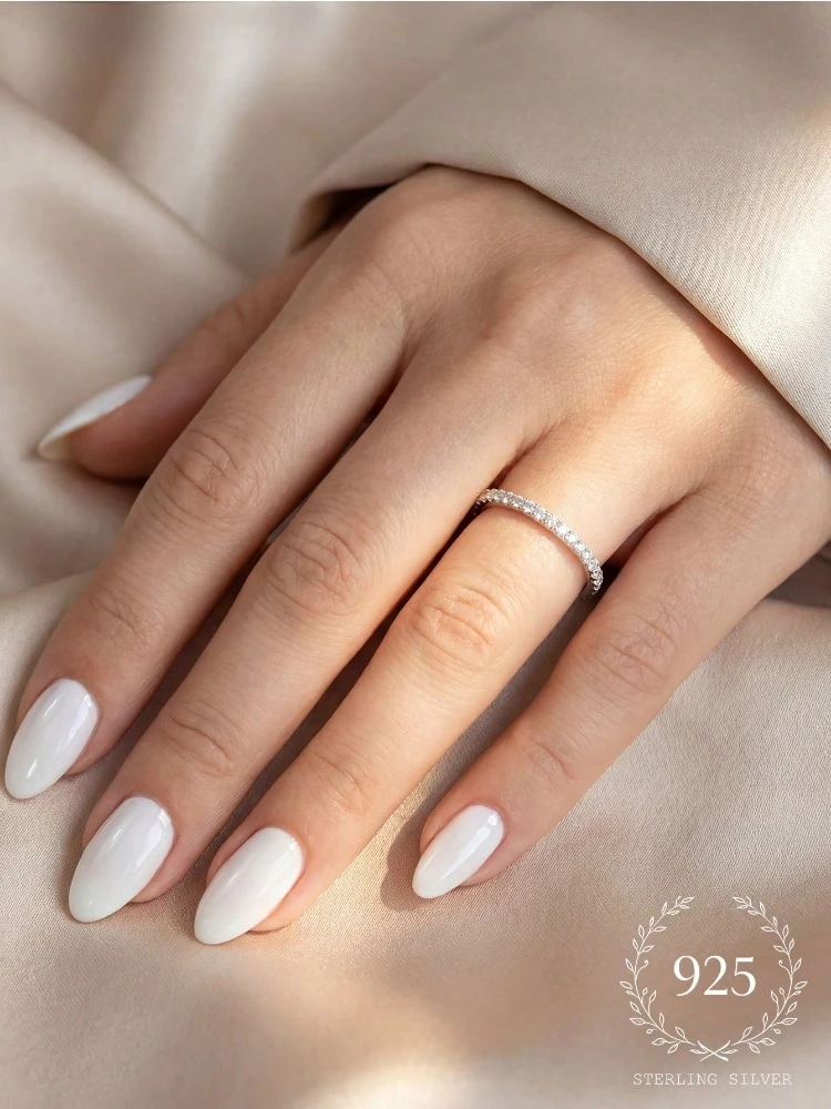 Minimalistische klassische runde Zirkonringe aus 925er Sterlingsilber für Frauen, Verlobung, Hochzeit, luxuriöser, hochwertiger edler Schmuck – Detail 3