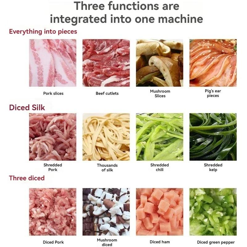 ماكينة تقطيع اللحوم الجديدة، سلك كهربائي تجاري، قطع خضروات أوتوماتيكي، لحم مفروم من الفولاذ المقاوم للصدأ، صغير