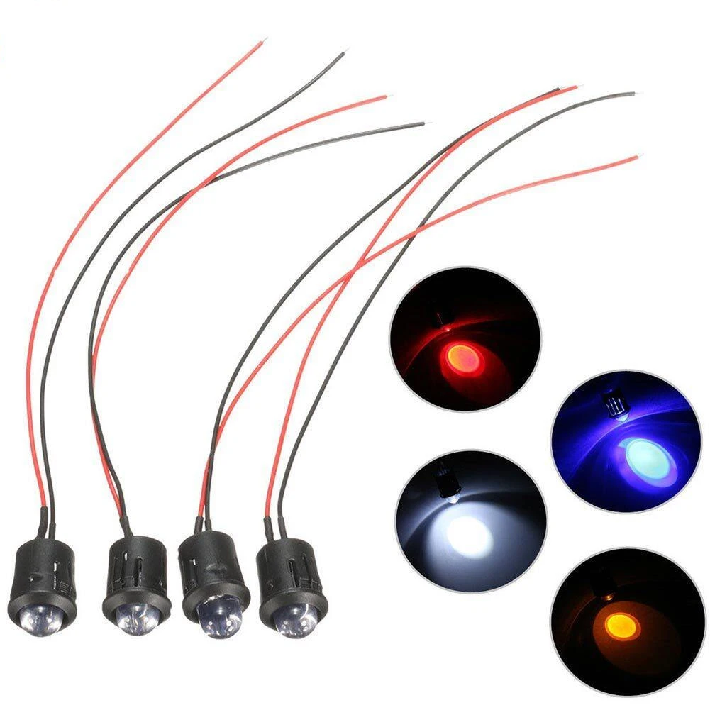 10Pcs 12V Pre-Wired Constant LED Ultras Clear Bulb Cable Prewired Led Lamp RGB LED Night Light 10mm DIY Home Garden Party Decor